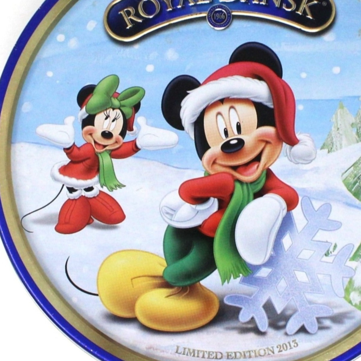 Gift Tin / Cookie Tin, Mickey and Minnie Limited Edition Christmas 2013, Cobalt Blue, Royal Dansk