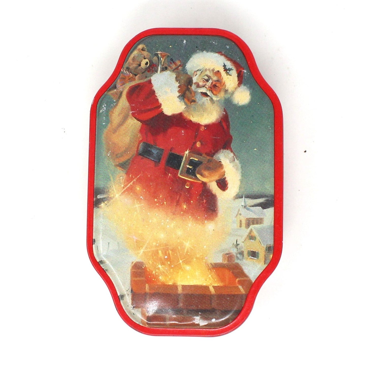 Gift Tin / Cookie Tin, Season's Greetings Santa Claus by Tom Browning, Olive Can Co, Vintage, SOLD