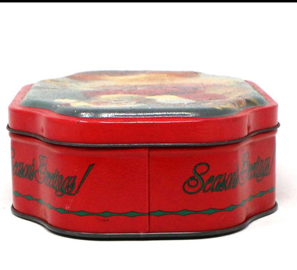 Gift Tin / Cookie Tin, Season's Greetings Santa Claus by Tom Browning, Olive Can Co, Vintage, SOLD