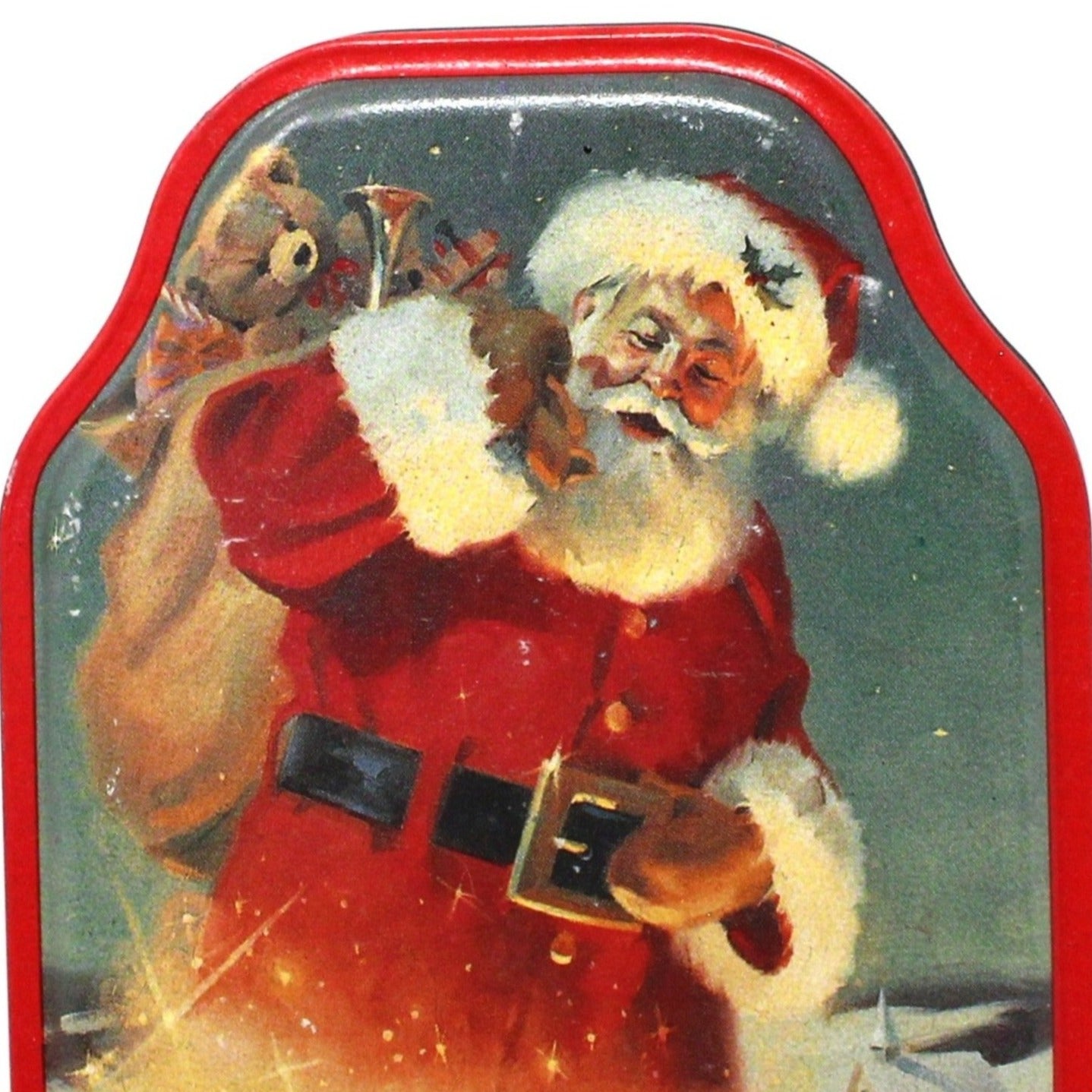 Gift Tin / Cookie Tin, Season's Greetings Santa Claus by Tom Browning, Olive Can Co, Vintage, SOLD