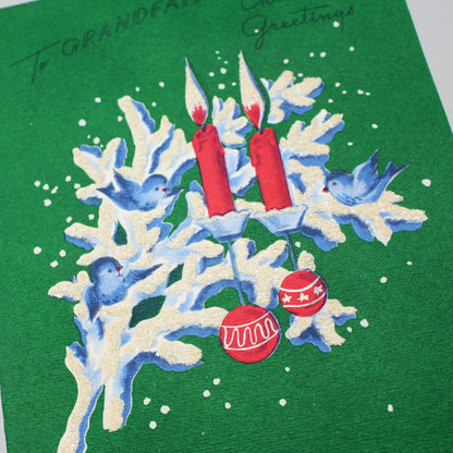 Greeting Card / Christmas Card, Grandfather, Christmas Greeting, Glitter, Unused with Envelope, Original Volland, Vintage