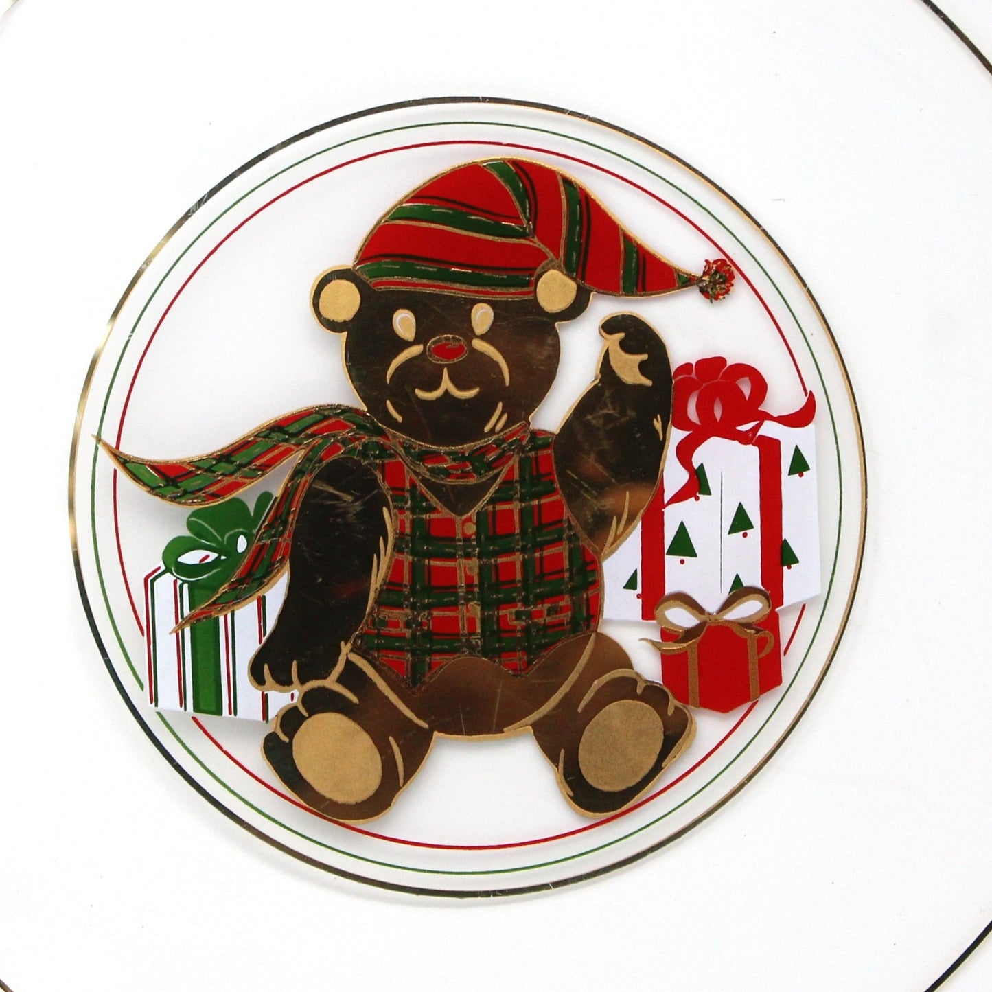 Tray, Culver, Christmas Yule Teddy Bear, Serving Tray / Plate, Vintage