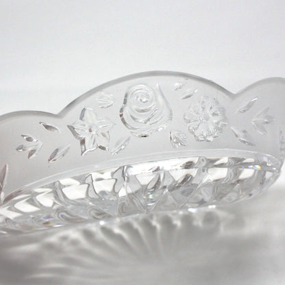 Bon Bon / Candy Dish, Oneida, Southern Garden Frosted, Crystal, Heart Shaped Dish, Germany