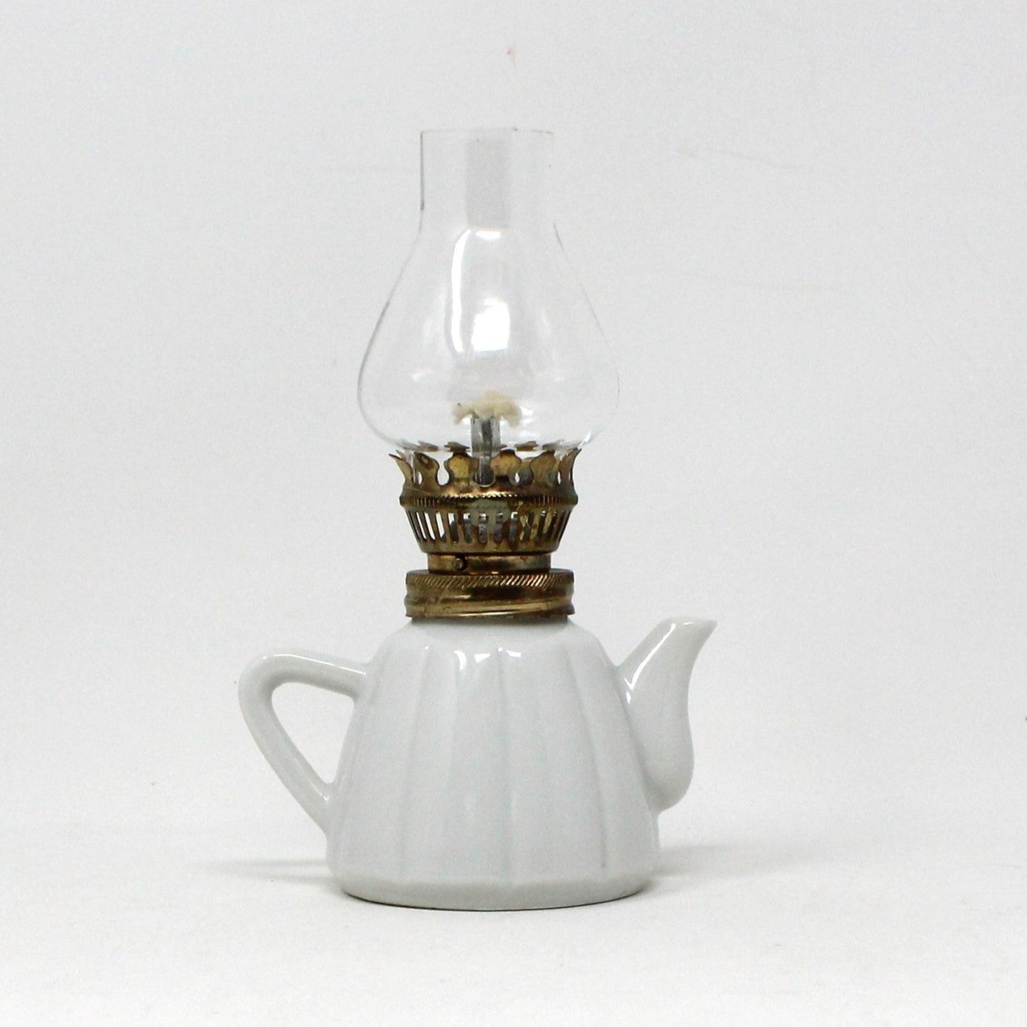 Oil Lamp, Mini Teapot Shaped Porcelain Lamp, Vintage Japan