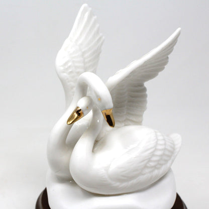 Music Box, Double Swans, Plays Lara's Theme - Somewhere My Love, Porcelain, Vintage