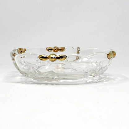 Bon Bon / Candy Dish, Studio Nova, Heart Shaped Glass Dish, Hearts of Gold, Germany, Vintage