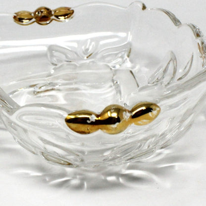 Bon Bon / Candy Dish, Studio Nova, Heart Shaped Glass Dish, Hearts of Gold, Germany, Vintage