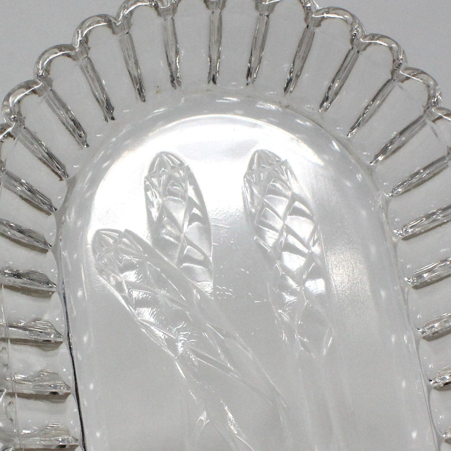 Asparagus Dish, Hazel Atlas, Oval Ribbed Glass, Pattern 1305, Vintage