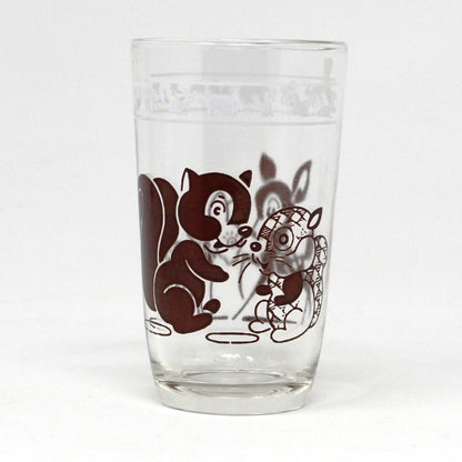 Juice Glass, Hazel Atlas, Swanky Swigs, Kiddie Kup, Baby Animals Brown, Vintage