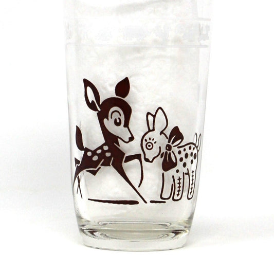 Juice Glass, Hazel Atlas, Swanky Swigs, Kiddie Kup, Baby Animals Brown, Vintage