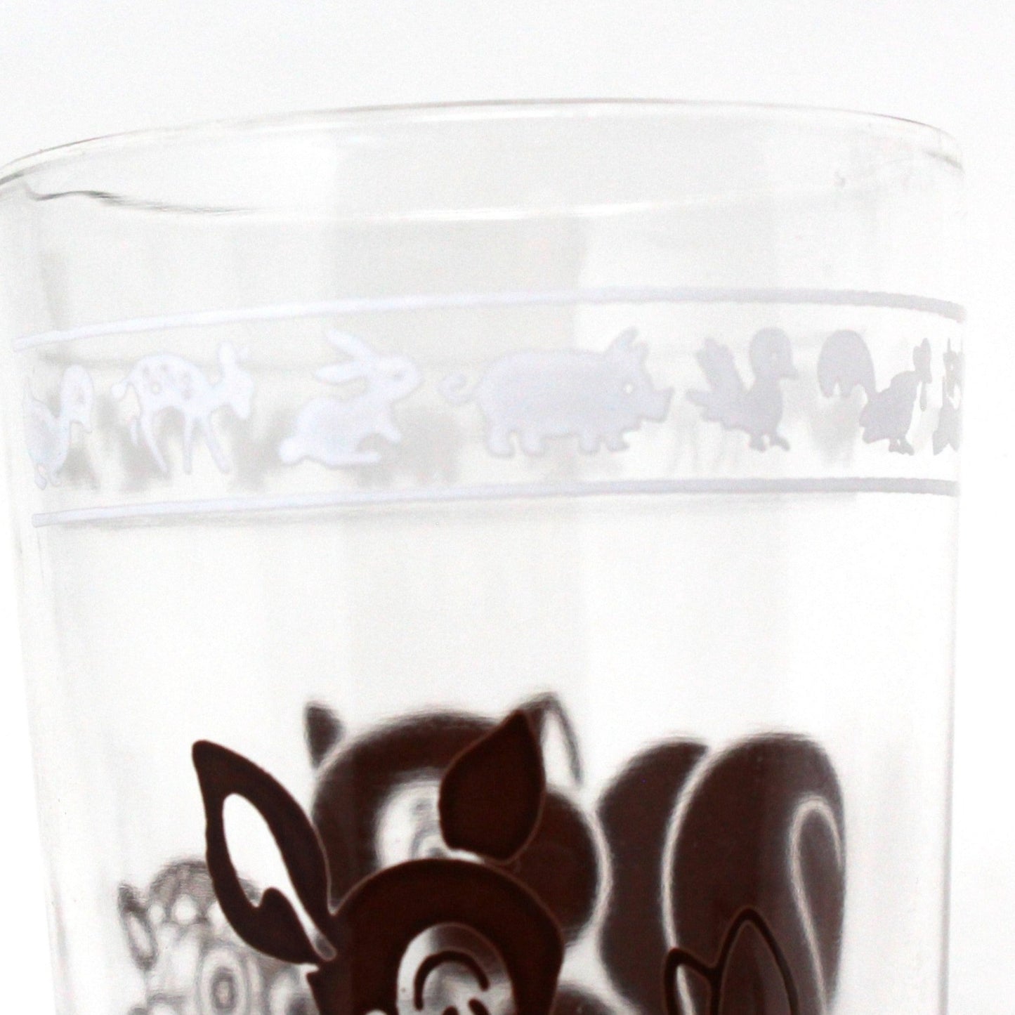 Juice Glass, Hazel Atlas, Swanky Swigs, Kiddie Kup, Baby Animals Brown, Vintage