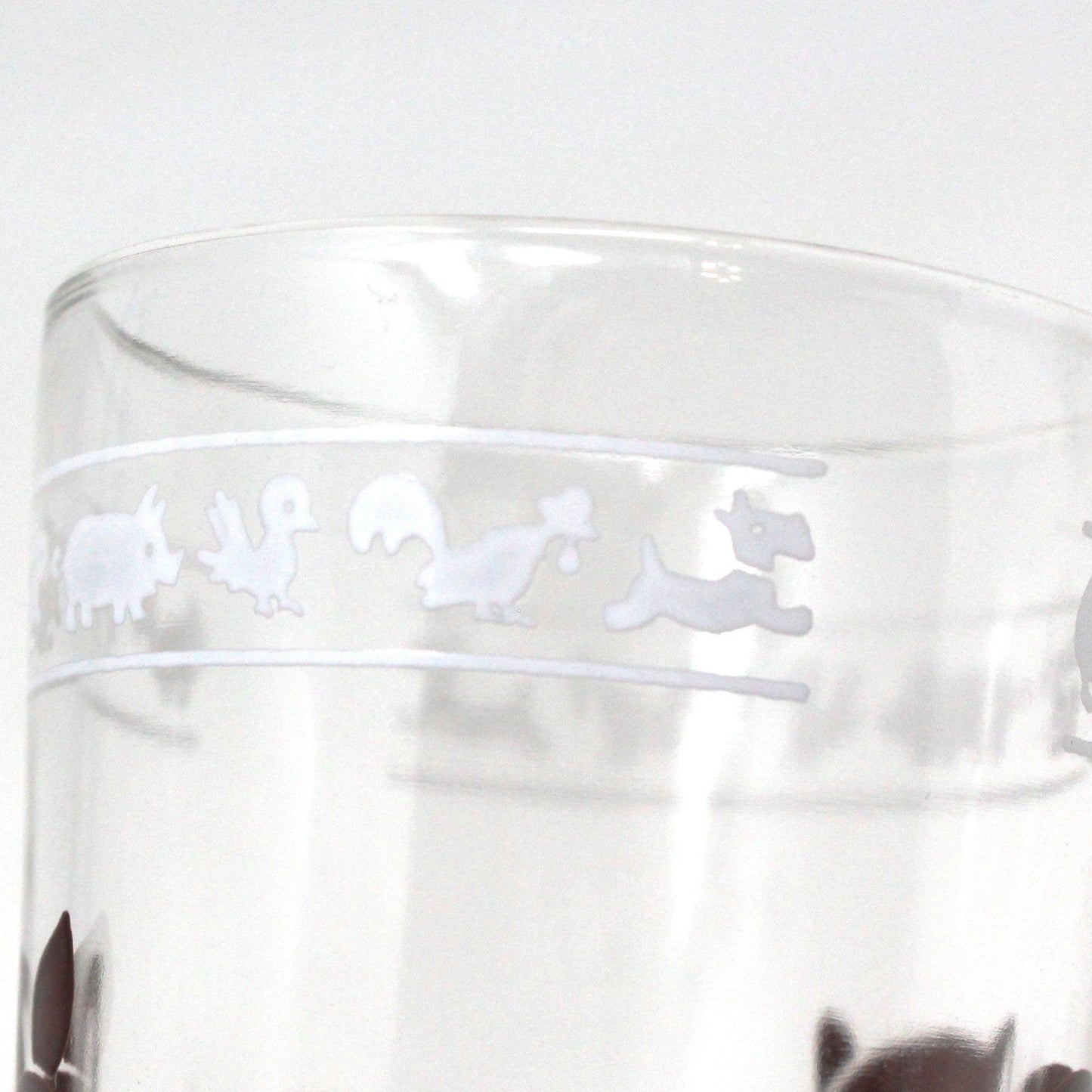 Juice Glass, Hazel Atlas, Swanky Swigs, Kiddie Kup, Baby Animals Brown, Vintage