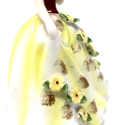 Figurine, Lefton, Designed By Marika, Mathilde, Girl in Yellow Dress with Flowers, Vintage, SOLD