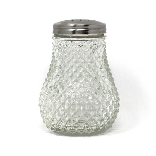 Shaker, Diamond Point, Glass with Silver Metal Top, Vintage Import