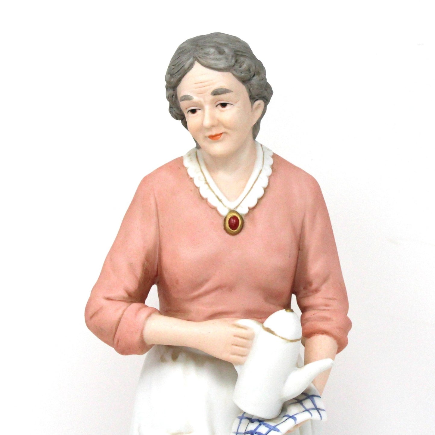 Figurine, HomCo, Elderly Woman With Coffee Pot and Dog, 1425 Porcelain, Vintage