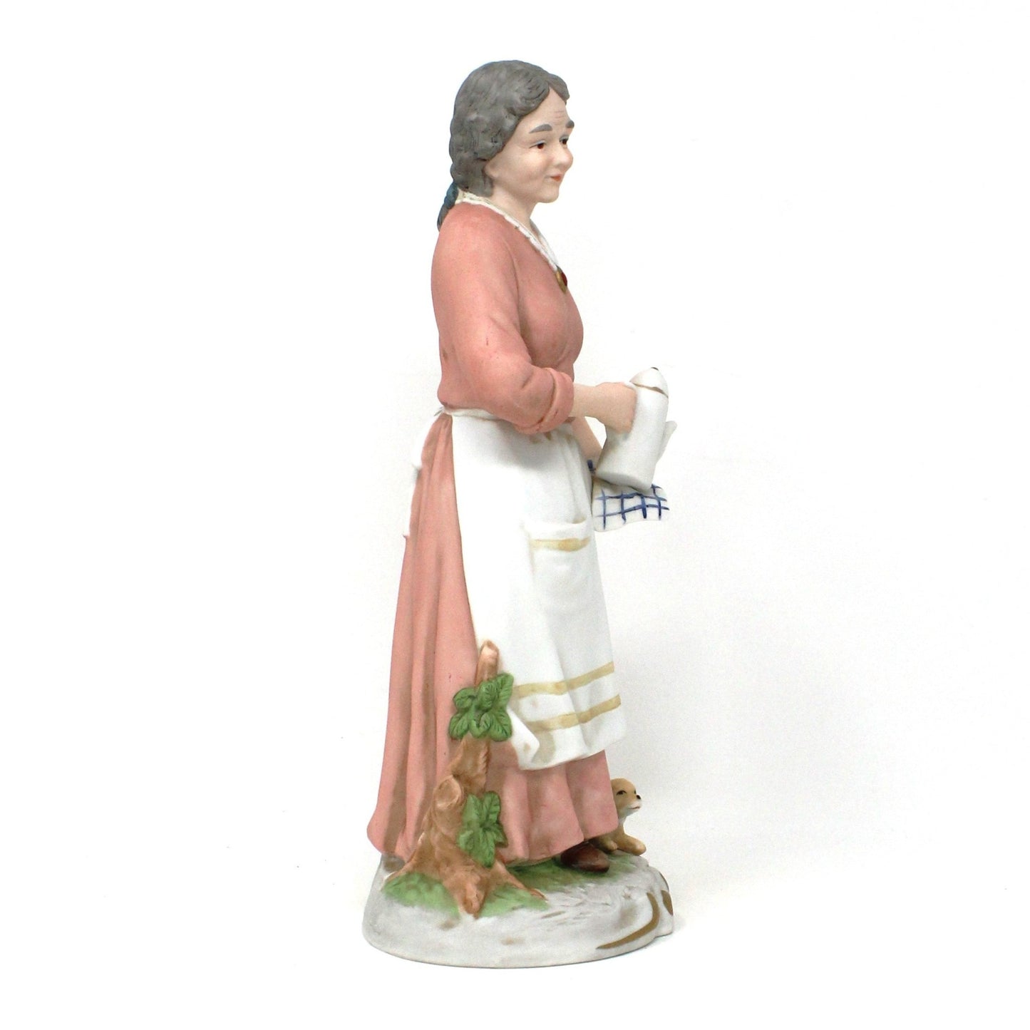 Figurine, HomCo, Elderly Woman With Coffee Pot and Dog, 1425 Porcelain, Vintage