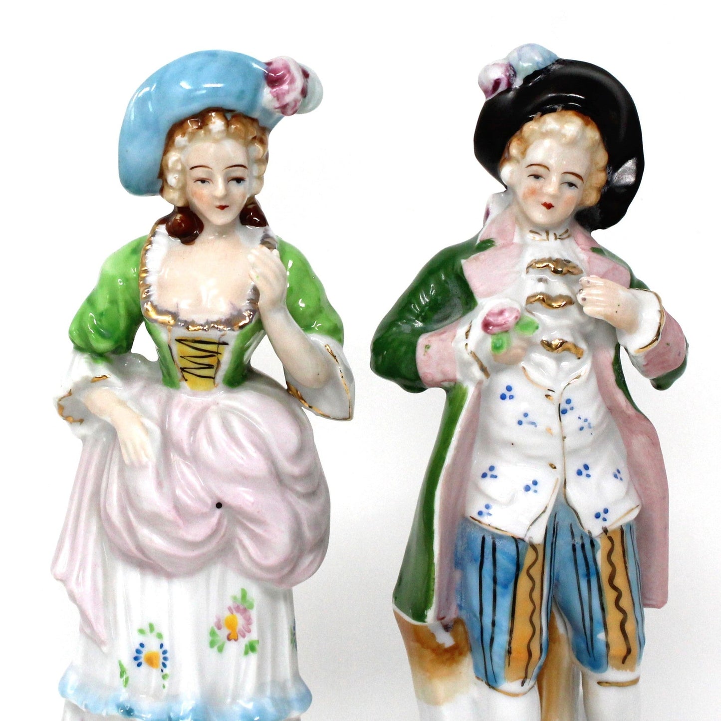 Figurine, Lipper & Mann, Victorian / Colonial Couple, Hand Painted Porcelain, Vintage