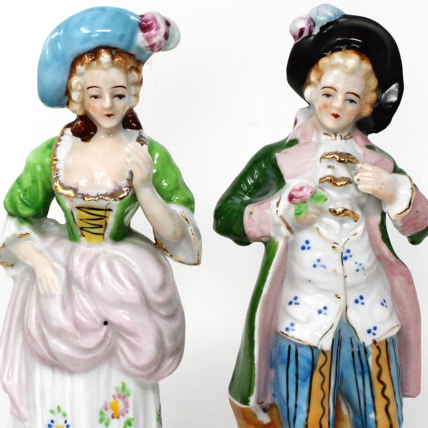 Figurine, Lipper & Mann, Victorian / Colonial Couple, Hand Painted Porcelain, Vintage