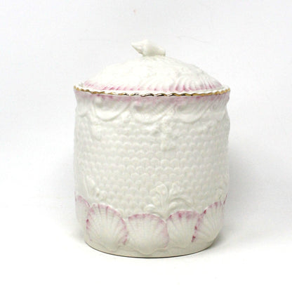 Canister / Biscuit Jar, Belleek Pottery, New Shell Pink, Ireland Porcelain