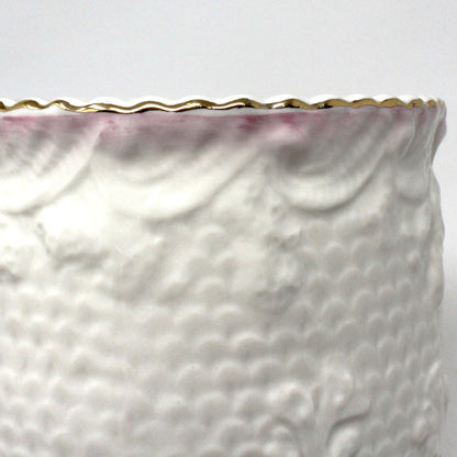 Canister / Biscuit Jar, Belleek Pottery, New Shell Pink, Ireland Porcelain