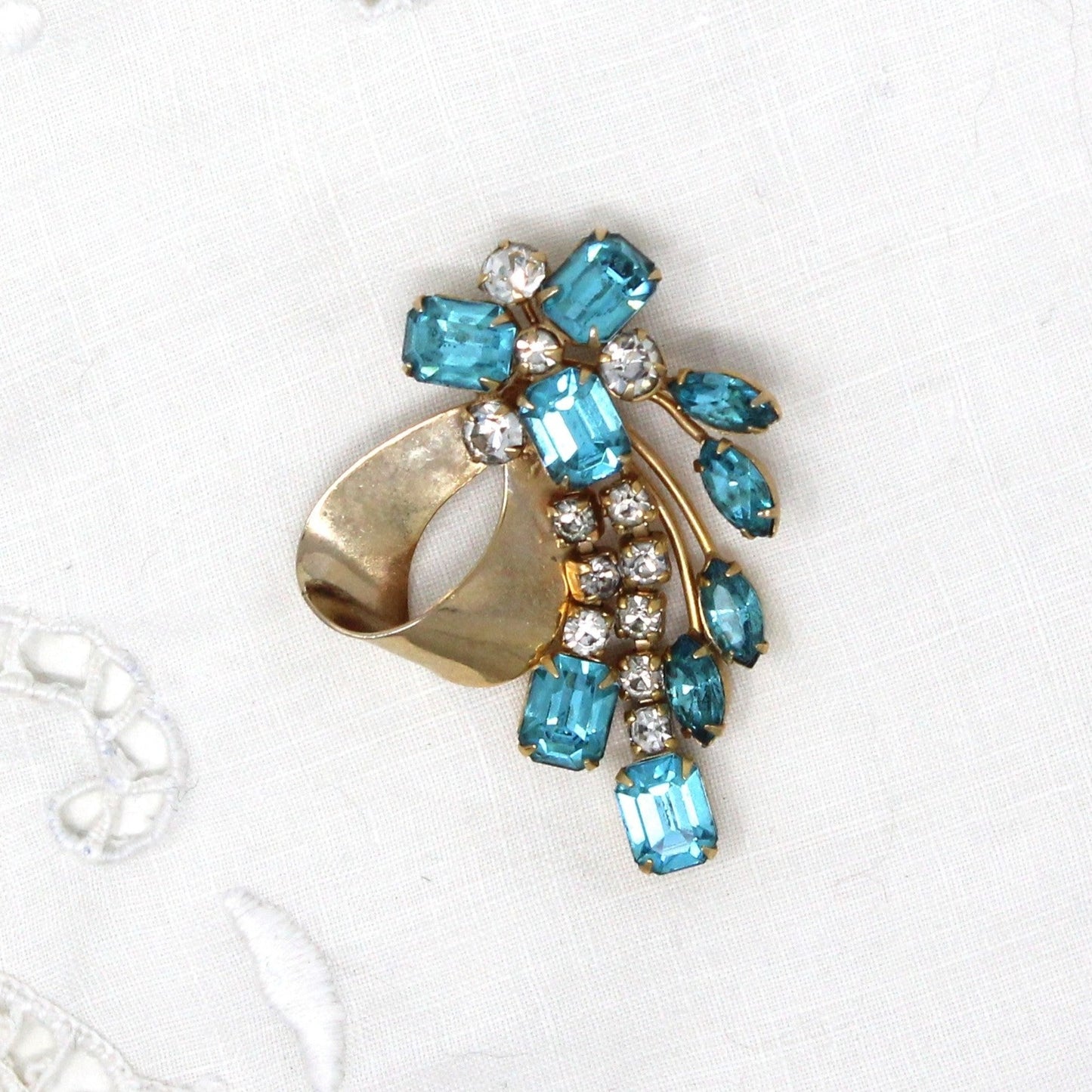 Brooch / Pin and Earrings Set, Scitarelli, Aquamarine Dangle Brooch & Earrings Demi Parure, Vintage