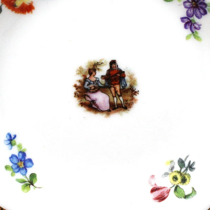 Ashtrays / Tea Bag Holders, Fragonard with Scattered Flowers, Set of 6, Germany, Antique