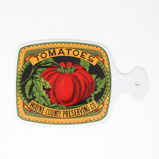 Trivet, Mann Fine China, Wayne County Tomatoes Label Design Trivet / Kitchen Wall Decor, Vintage