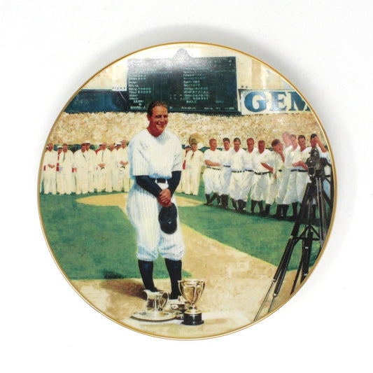 Decorative Plate, Lou Gehrig: The Luckiest Man, Jeff Barson - The Legends of Baseball, Vintage