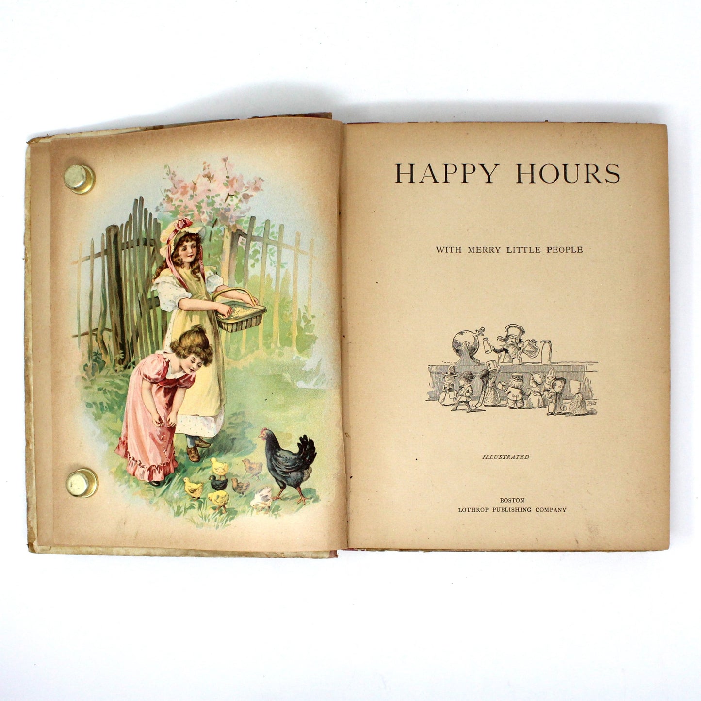 Children's Book, Antique, Happy Hours with Merry Little People, Lothrop Publishing, 1899