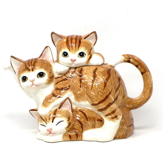 Teapot, Hearth & Home Designs, Three Kittens Catnip Corner, Cat Teapot, Vintage