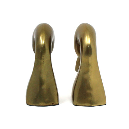 Bookends, Brass Duck Heads, Set of Two, Vintage