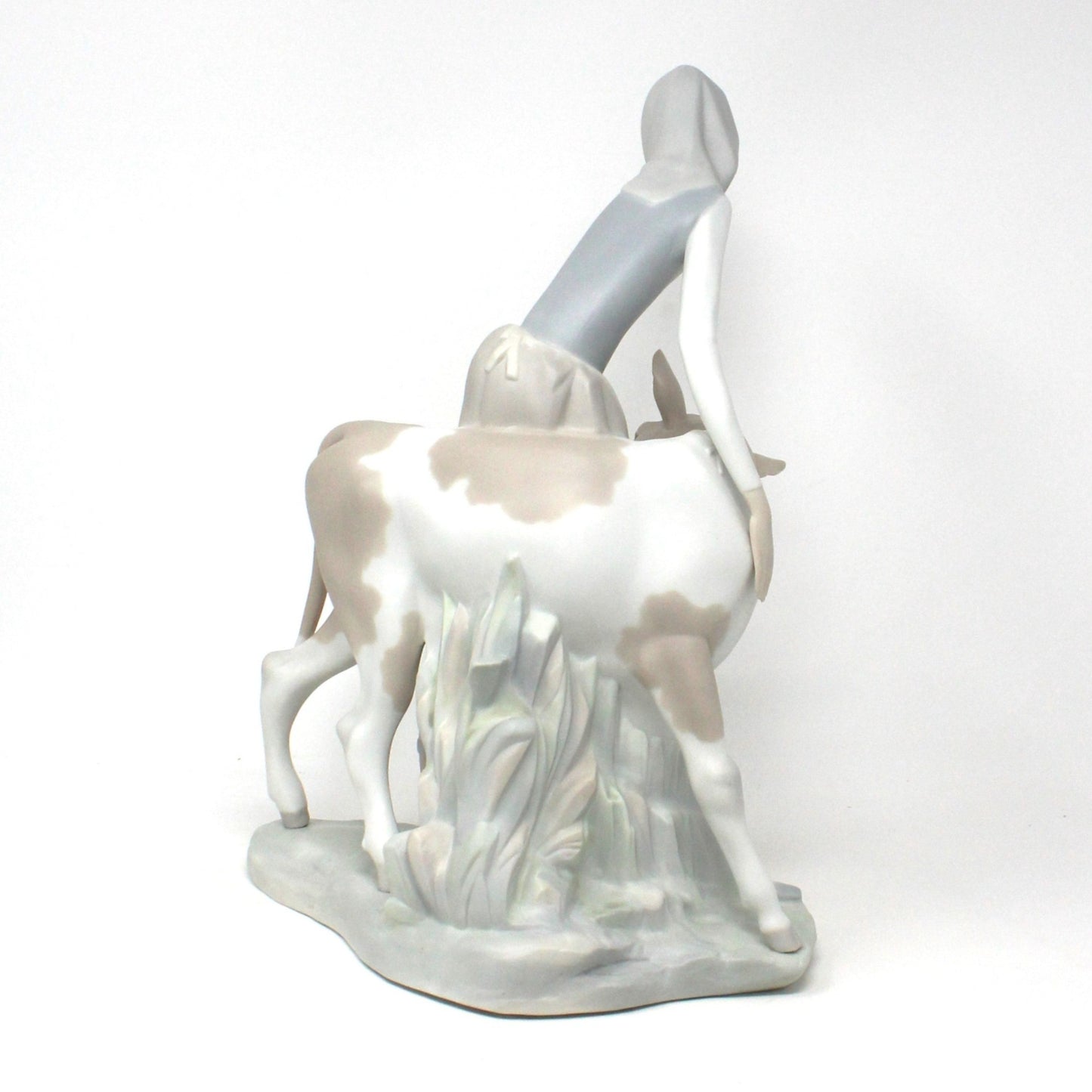 Sculpture, Lladro, Girl with Calf, Retired Lladro Figurine, Vintage