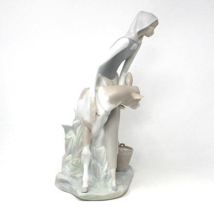 Sculpture, Lladro, Girl with Calf, Retired Lladro Figurine, Vintage