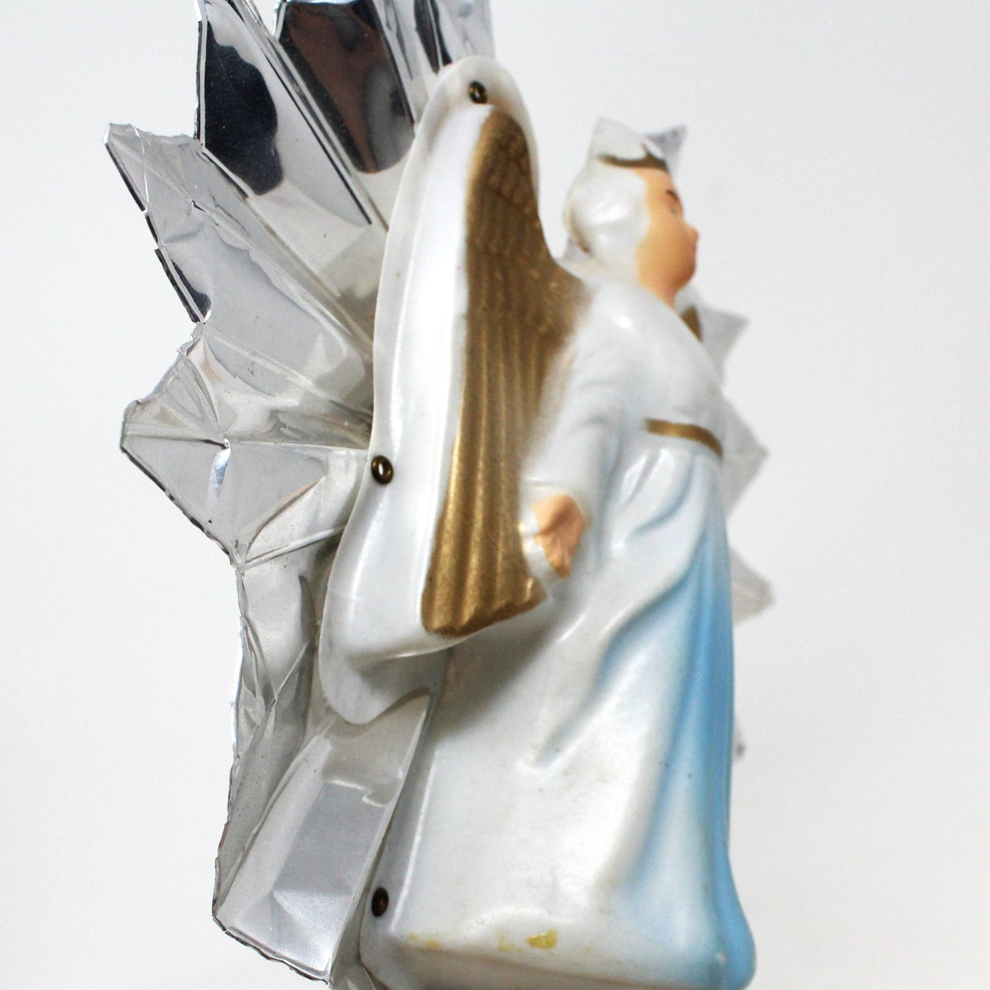 Tree Topper, Christmas Angel, Mid Century Reflective Foil Tree Topper, Vintage