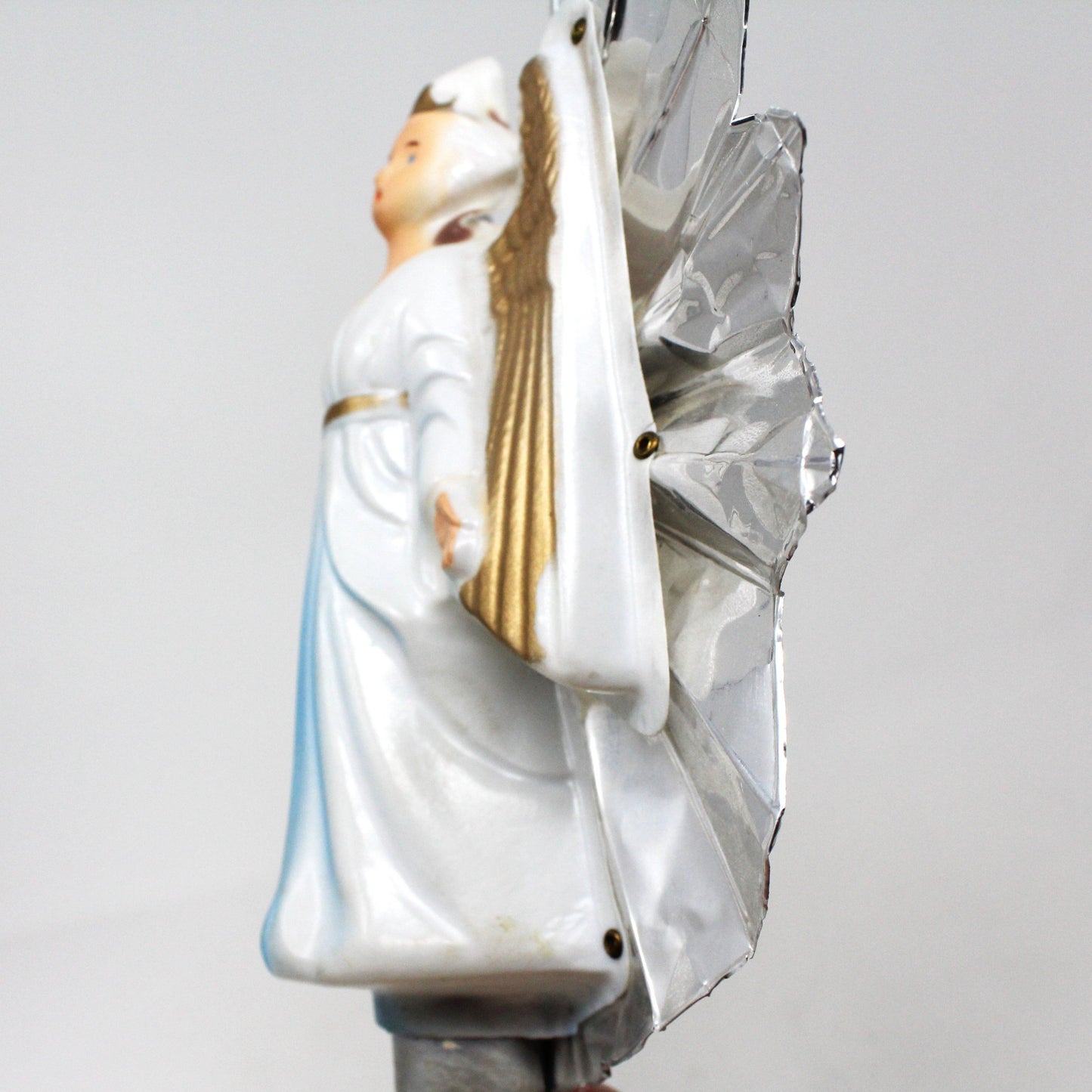 Tree Topper, Christmas Angel, Mid Century Reflective Foil Tree Topper, Vintage