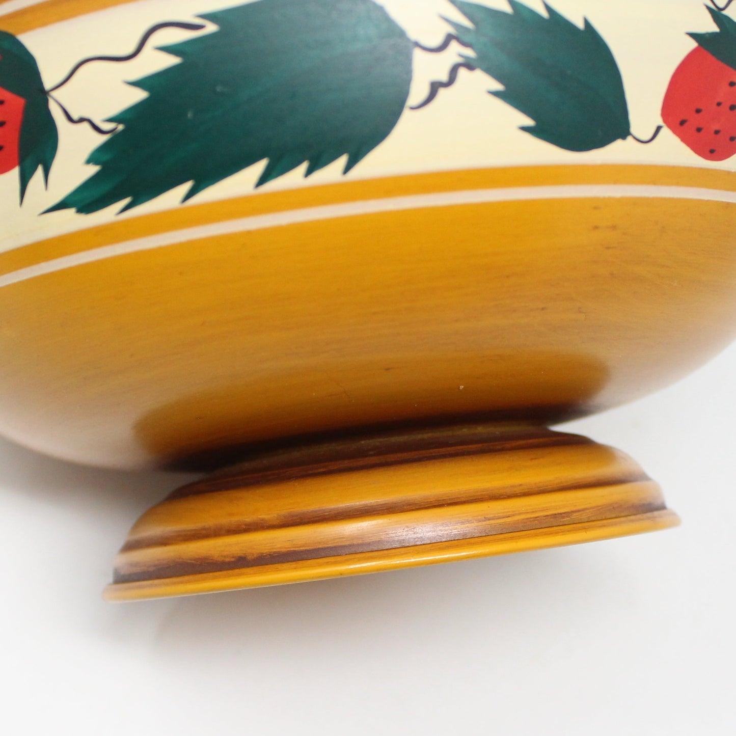 Bowl, Burkart Brothers Yankee Peddler Tinware Line, Strawberries Hand Painted Pedestal Fruit Bowl, Vintage