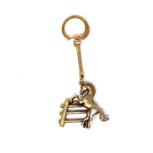 Keychain / Key Ring, Horse by Fence, Equestrian Keychain, Vintage