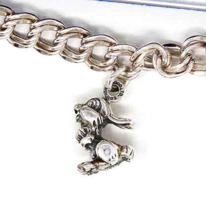 Charm Bracelet with Charm, Disney, Sterling Silver Bracelet with Thumper Charm, Limited Edition Collectible, Vintage