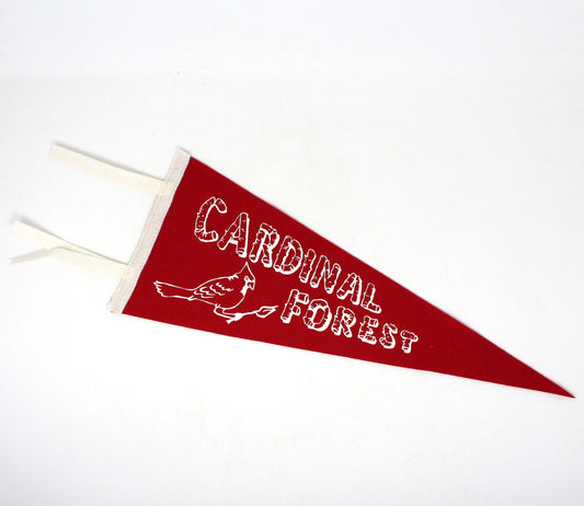 Pennant, Cardinal Forest Red & White Pennant Flag Collectible, Vintage 18"