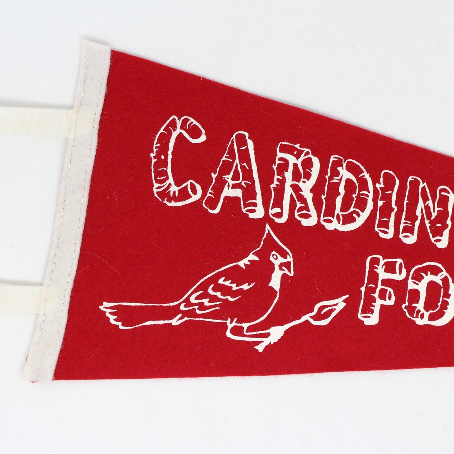 Pennant, Cardinal Forest Red & White Pennant Flag Collectible, Vintage 18"