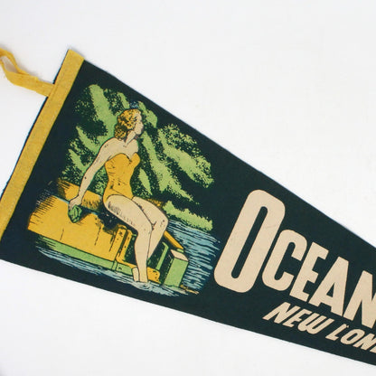 Pennant, Ocean Beach Park, New London, CT Souvenir Collectible, Vintage 26"