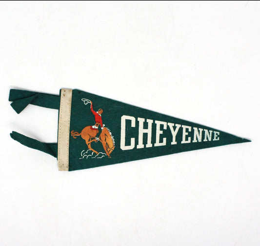 Pennant, Cheyenne, WY Souvenir Collectible, Vintage 8.5", Cowboy