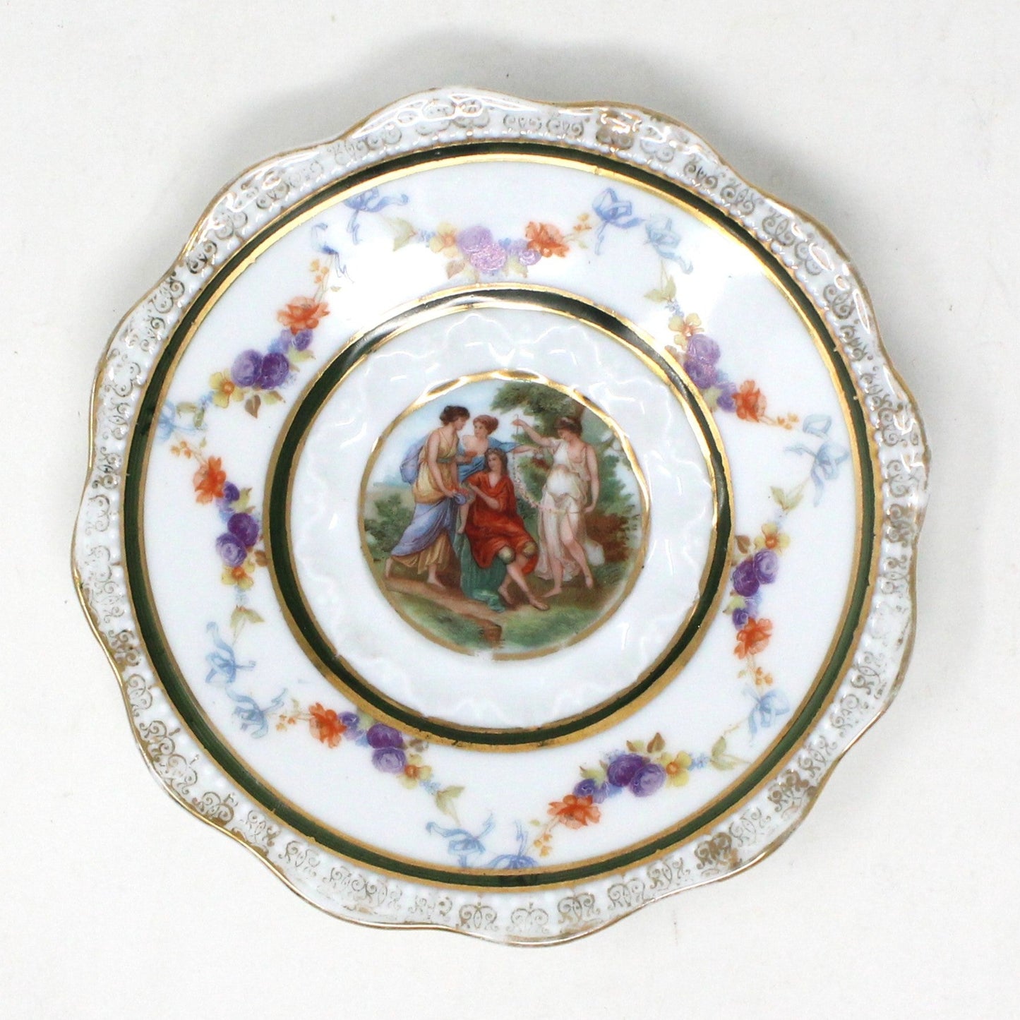 Saucer, Hermann Ohme, Silesia Germany, Louis XVI, Antique, Set of 2