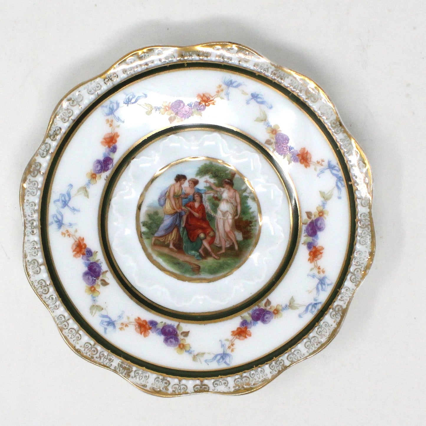 Saucer, Hermann Ohme, Silesia Germany, Louis XVI, Antique, Set of 2