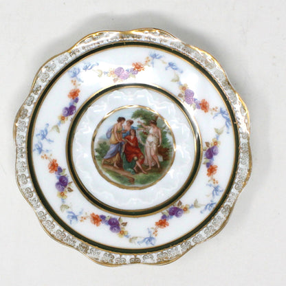 Saucer, Hermann Ohme, Silesia Germany, Louis XVI, Antique, Set of 2