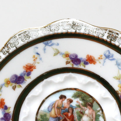 Saucer, Hermann Ohme, Silesia Germany, Louis XVI, Antique, Set of 2