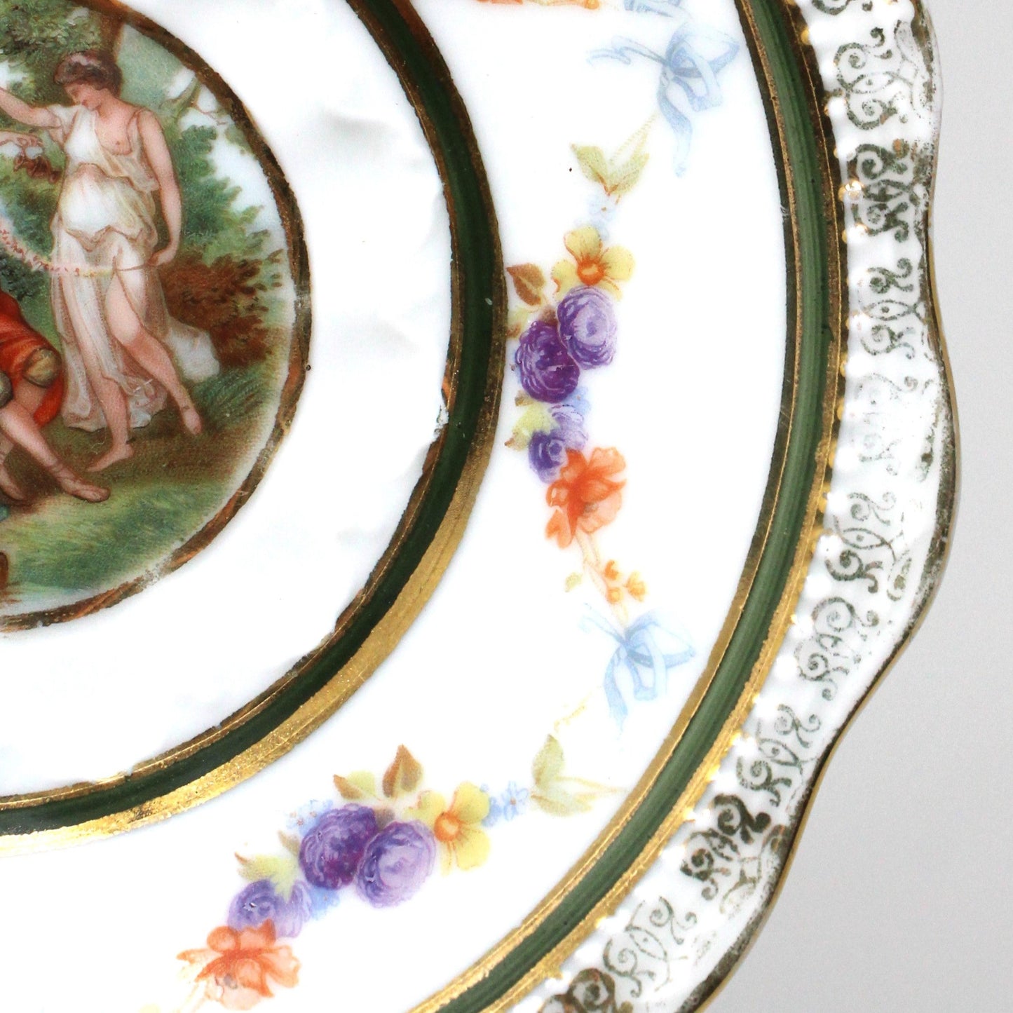 Saucer, Hermann Ohme, Silesia Germany, Louis XVI, Antique, Set of 2