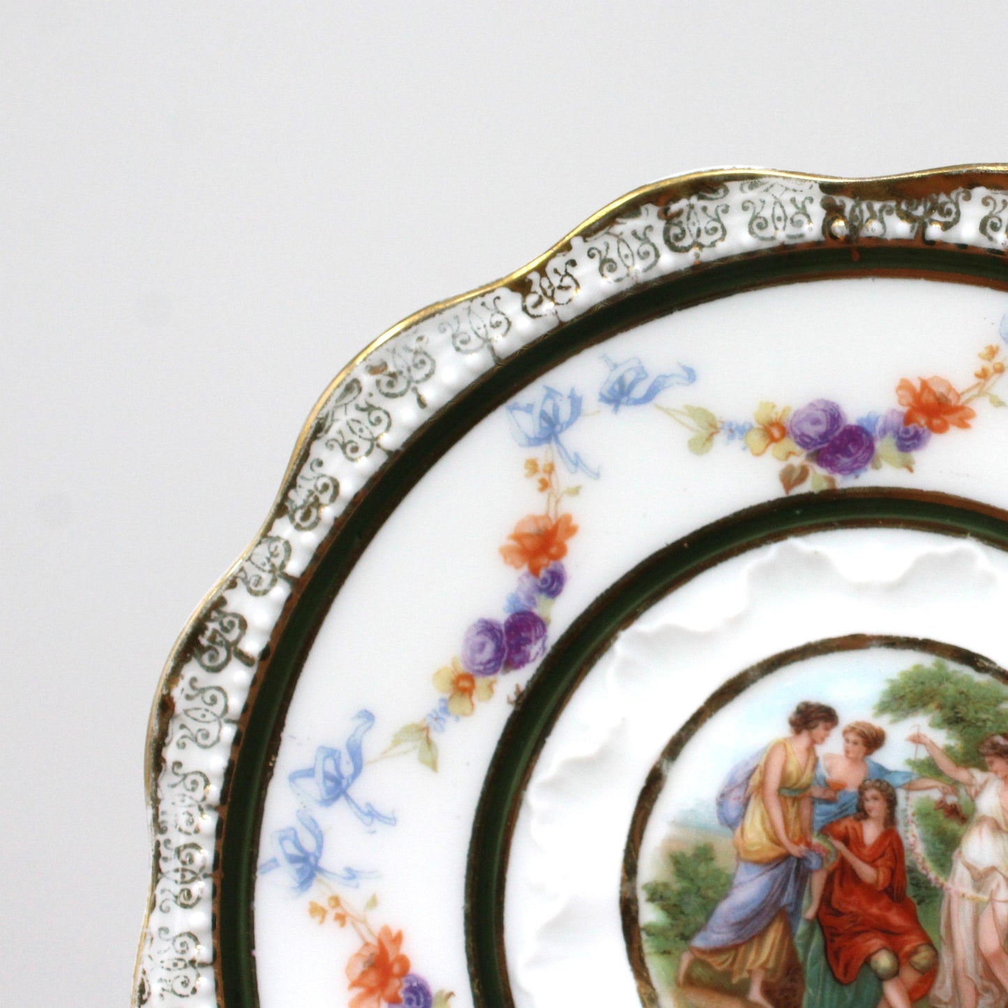 Saucer, Hermann Ohme, Silesia Germany, Louis XVI, Antique, Set of 2