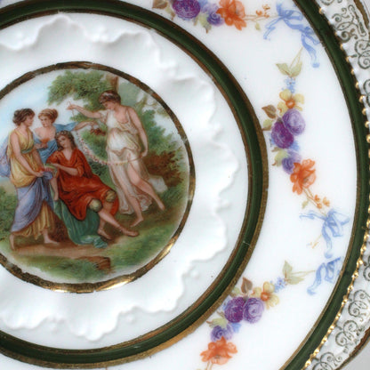 Saucer, Hermann Ohme, Silesia Germany, Louis XVI, Antique, Set of 2