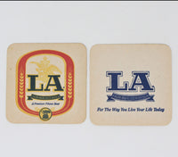 Coasters, LA Beer by Anheuser Busch, Set of 6, Vintage NOS, 1980's